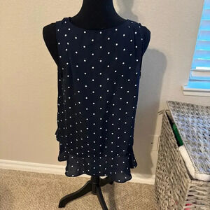 Philosophy Size Medium Blue and White Polka Dot Blouse